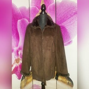 New York & Company Suede and Faux Fur Coat